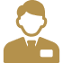 A person with a badge on their chest.